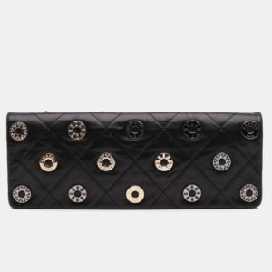 Chanel Black Quilted Calfskin Star Attitude Grommet Fold Over Clutch