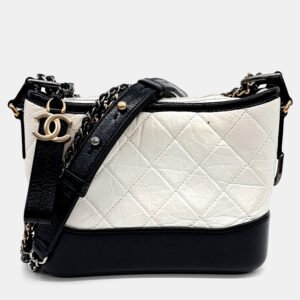 luxury-women-chanel-used-handbags-p1154872-003 Chanel Black White Leather Gabrielle Hobo Small Bag