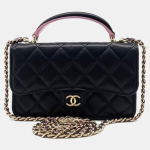 luxury-women-chanel-used-handbags-p1154900-004.jpg Chanel Black Leather top handle phone holder mini Crossbody bag