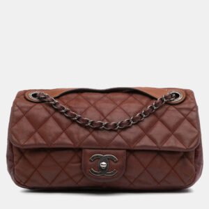 Chanel Red Medium Iridescent Calfskin In The Mix Flap