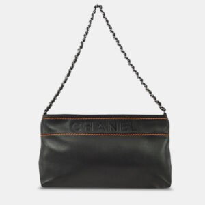 luxury-women-chanel-used-handbags-p1155497-005 Chanel Black/Orange Lambskin Leather Shoulder Bag
