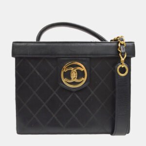 luxury-women-chanel-used-handbags-p1155513-001 Chanel Bicolore Vanity 2Way Handbag Purse Black