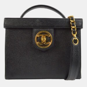 luxury-women-chanel-used-handbags-p1155539-004 Chanel Black Calfskin Vanity Handbag
