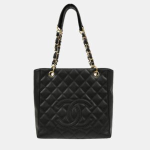 Chanel Black Calfskin Petite Shopping Tote Tote Bag