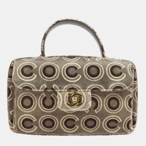 Chanel Grey Velvet Coco Top Handle Bag