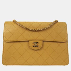 luxury-women-chanel-used-handbags-p1155591-001 Chanel Beige Calfskin Jumbo Classic Flap Shoulder Bag