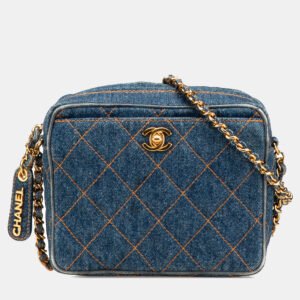 luxury-women-chanel-used-handbags-p1155704-003 Chanel Blue CC Quilted Denim Turnlock Camera Bag