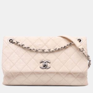 luxury-women-chanel-used-handbags-p1156317-010 Chanel Beige CC Quilted Aged Calfskin Flap