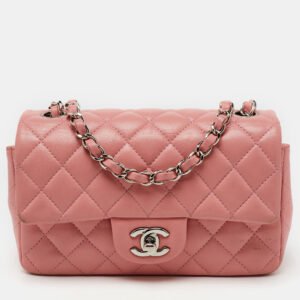 Chanel Pink Quilted Leather Mini Rectangle Classic Single Flap Bag