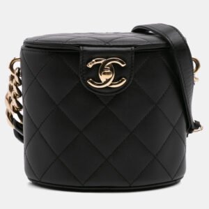 luxury-women-chanel-used-handbags-p1156408-001 Chanel Black Mini Lambskin Elegant Chain Vanity Case