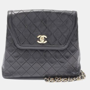Chanel Black Matelasse Lambskin Chain Shoulder Bag