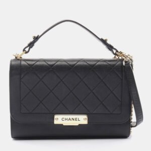 Chanel Black Leather Click Flap Shoulder Bag