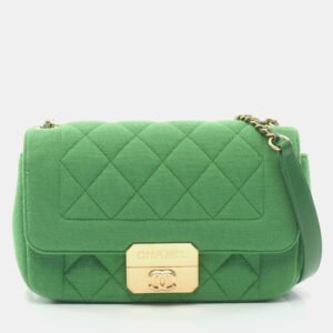 Chanel Green Cotton Jersey Chic With Me Shoulder Bag