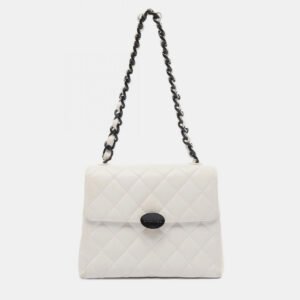 Chanel White and Black Lambskin Bekko Resin Flap Bag