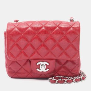 Chanel Red Leather Mini Chain Shoulder Bag