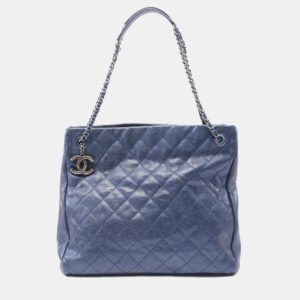 Chanel Blue Leather Classic Tote Bag