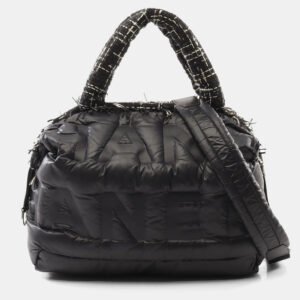 Chanel Black Nylon Coco Tweed Doudoune Bowling Bag