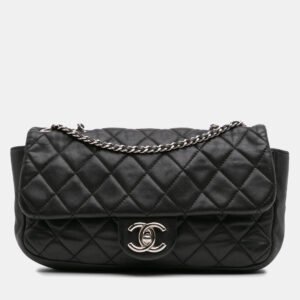 Chanel Black Medium Quilted Lambskin Coco Rain Flap