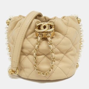 Chanel Beige Leather Medium Shoulder Bag