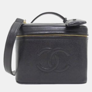 Chanel Black Caviar CC Shopper Tote Bag