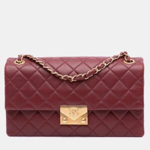 Chanel Red Quilted Lambskin Pagoda Accordion Flap