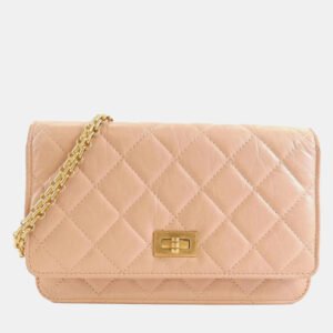 Chanel Pink Leather Chain Wallet