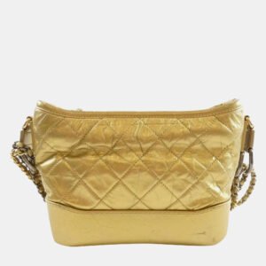 Chanel Gold Calfskin Leather Gabrielle Shoulder Bag