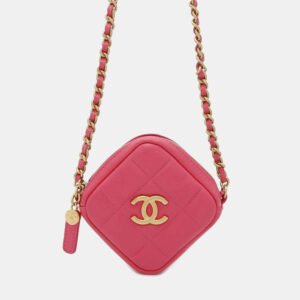 luxury-women-chanel-used-handbags-p1158929-004 Chanel Pink Matelasse Lambskin Coco Mark Chain Shoulder Bag