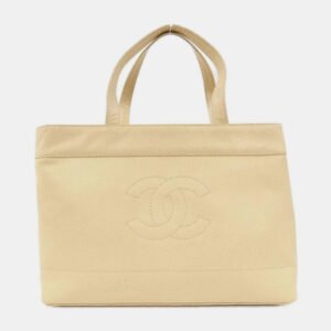 Chanel Beige Caviar Leather Handbag