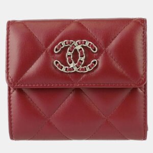 Chanel Bordeaux Matelasse Lambskin Tri-Fold 19 Wallet