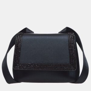 luxury-women-chanel-used-handbags-p1159093-001 Chanel Cc Logos Beads Cross Body Shoulder Bag Black Satin