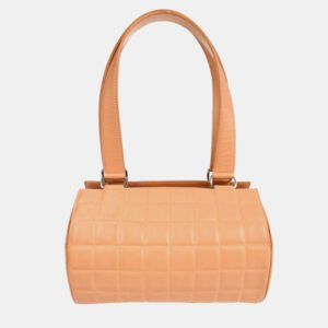 luxury-women-chanel-used-handbags-p1159113-002 Chanel Pink Lambskin Choco Bar Cylindrical Handbag