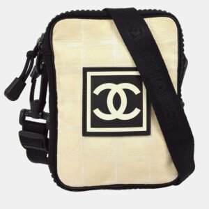 luxury-women-chanel-used-handbags-p1159116-012 Chanel Beige/Black Nylon Travel Sport Line Shoulder Bag