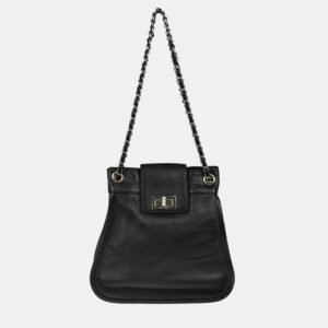 Chanel Black Calfskin Mademoiselle Lock Chain Shoulder Bag