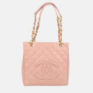 Chanel Pink Calfskin Petite Shopping Tote Handbag