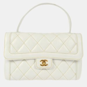 luxury-women-chanel-used-handbags-p1159162-006 Chanel White Calfskin Wild Stitch Handbag