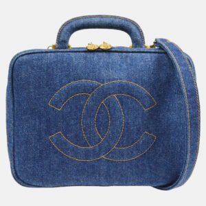Chanel Blue Denim Timeless Lunch Box Vanity Handbag