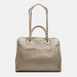 Chanel Gold Perforated Metallic Calfskin Up In The Air Tote