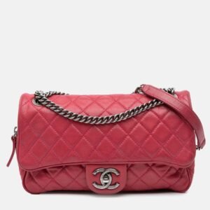 luxury-women-chanel-used-handbags-p1160221-007 Chanel Pink Small Quilted Iridescent Calfskin Shiva Flap