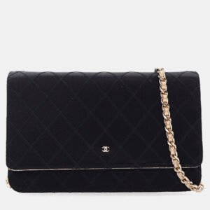 Chanel Bicolor Satin Diamond Stitch Wallet On Chain (WOC)