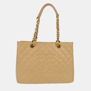 Chanel Beige Calfskin Grand Shopping Tote Bag