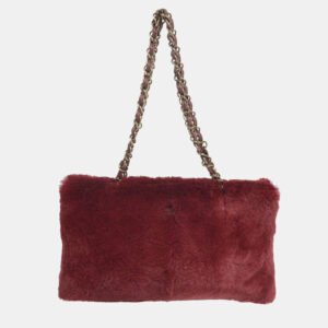 Chanel Bordeaux Fur Chain Tote Bag