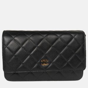 Chanel Black Caviar Classic WOC in GHW