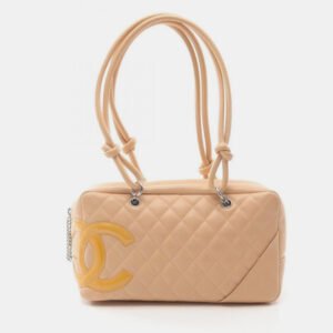 Chanel Beige Quilted Leather Cambon Ligne Bowler Bag