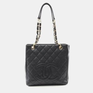 Chanel Black Leather PST Chain Shoulder Bag