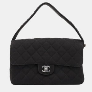 Chanel Flap CC Black Cotton Matelasse Handbag