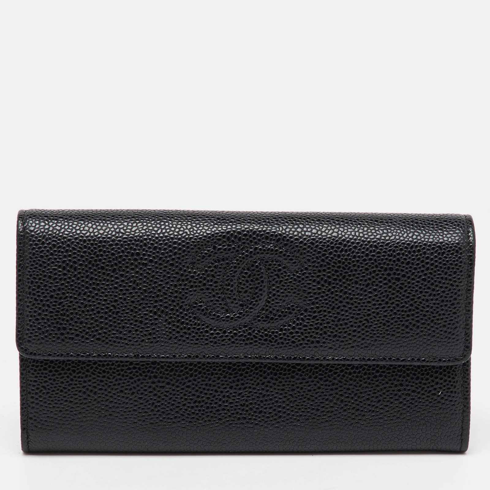 Chanel Black Caviar Leather CC Timeless Continental Wallet