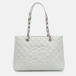 Chanel White Caviar Grand Shopping Tote
