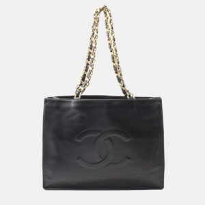 Chanel Jumbo Black Leather Tote Bag