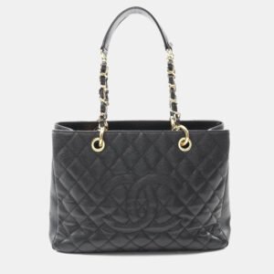 Chanel Grand Shopping Black Leather Tote Bag
